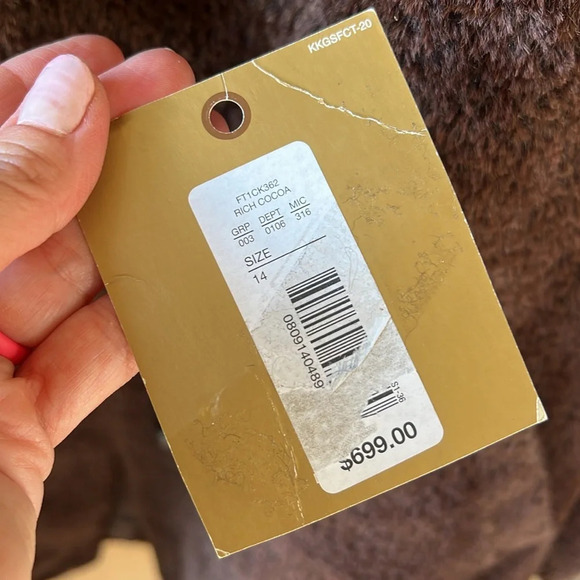 Katherine Kelly New Sz 14 Cocoa Brown Alpaca Wool Blend Teddy Coat - Picture 10 of 12